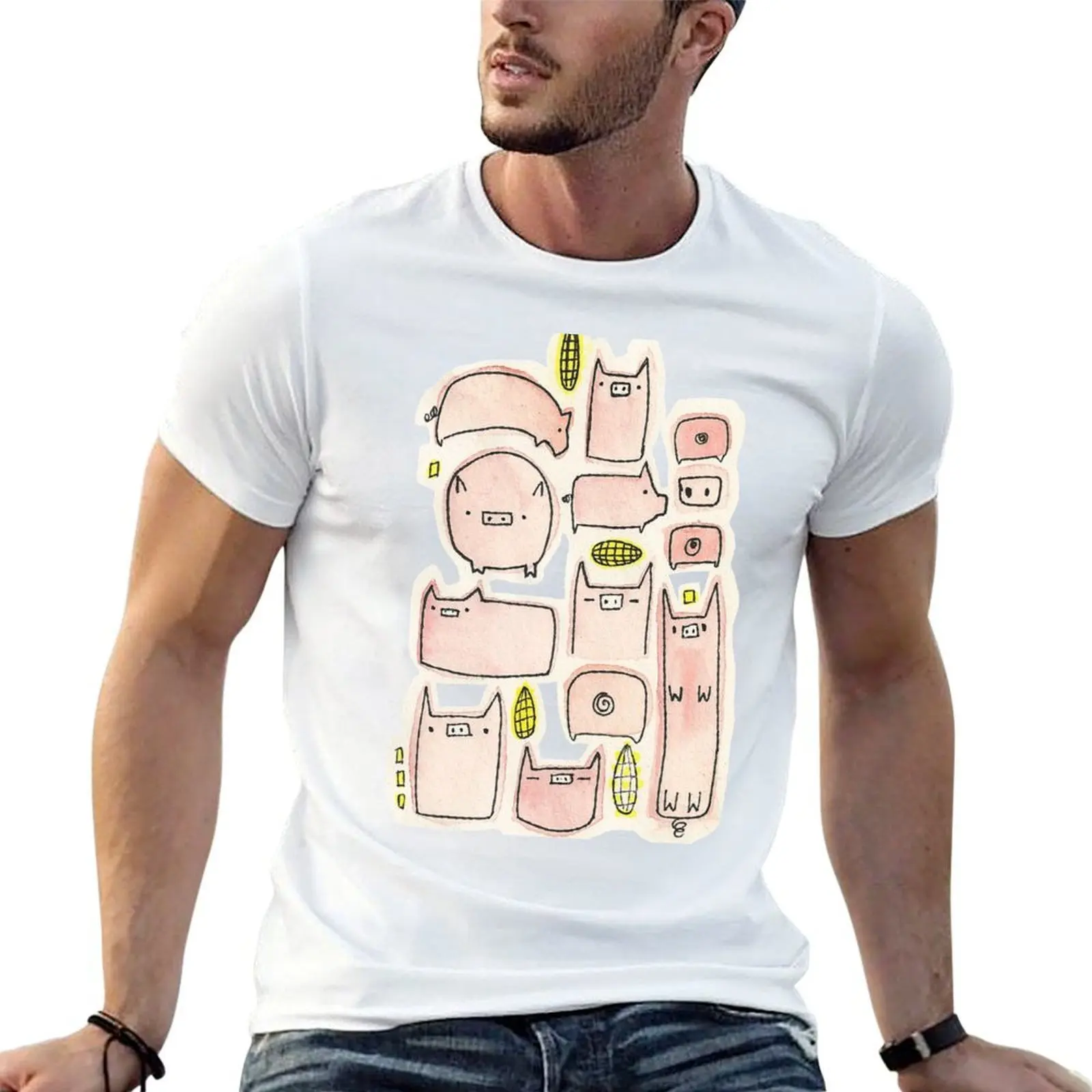 

Pigs and corn T-Shirt man t shirt heavy cotton t shirt custom print T-Shirt