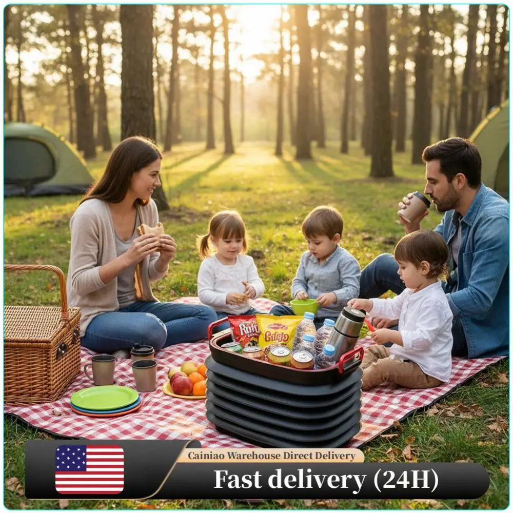 

37L Foldable Telescopic Bucket with Handle Multifunctional Storage Bucket Portable Car Trunk Organizer Outdoor Fishing Bucket