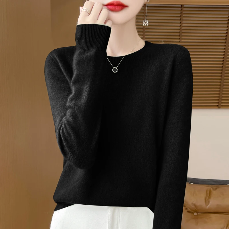 NONE 2024 mode 100% Merino Wolle Pullover Kaschmir Pullover Oansatz Langarm Frauen Strickwaren Herbst Winter Kleidung Y2K Tops O Ling 5
