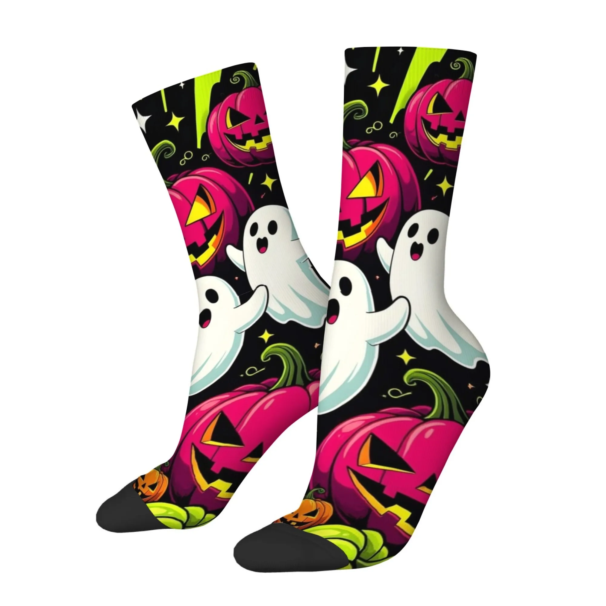 Cute Cartoon Ghost Pumpkin Print Socks Skin-friendly Non-slip Durable Socks Quirky Hip-hop Fashion Halloween Socks Gifts