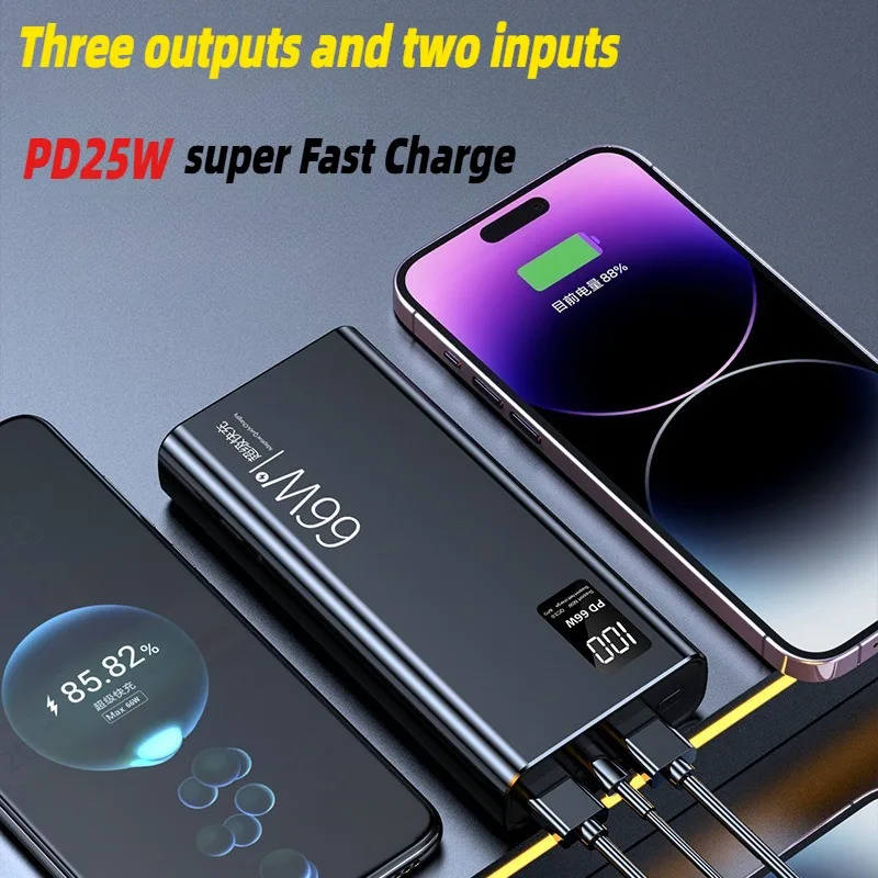 20000mAh 66W Power Bank Super Fast Charging Battery Portable Large-Capacity Digital Display Ultra-Thin Mobile Power Supply