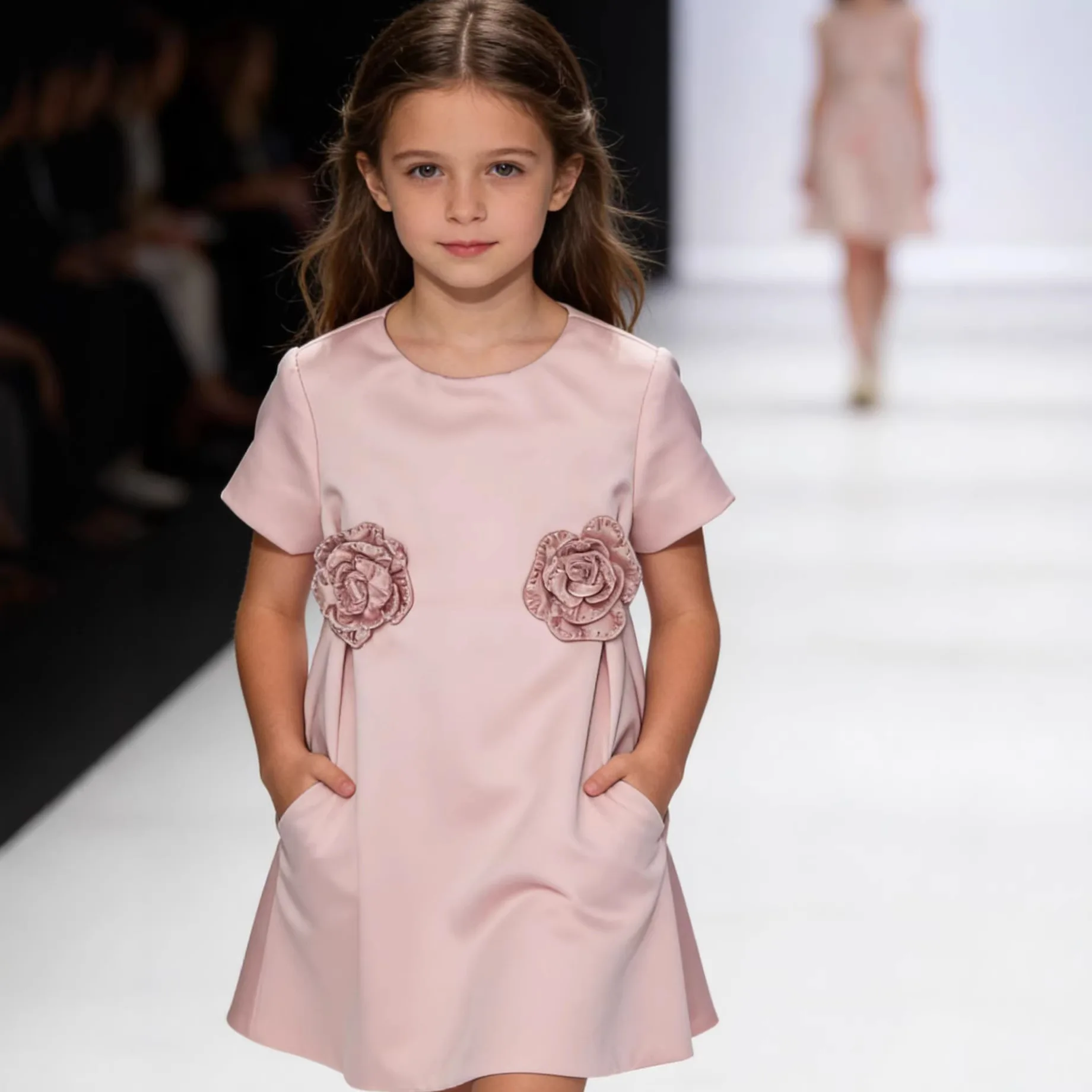 

New Unique Design 3D Rose Flower dress for girls Baby Girl Princess Silk Dress Child Bow Vestido Wedding Party Birthday Frocks