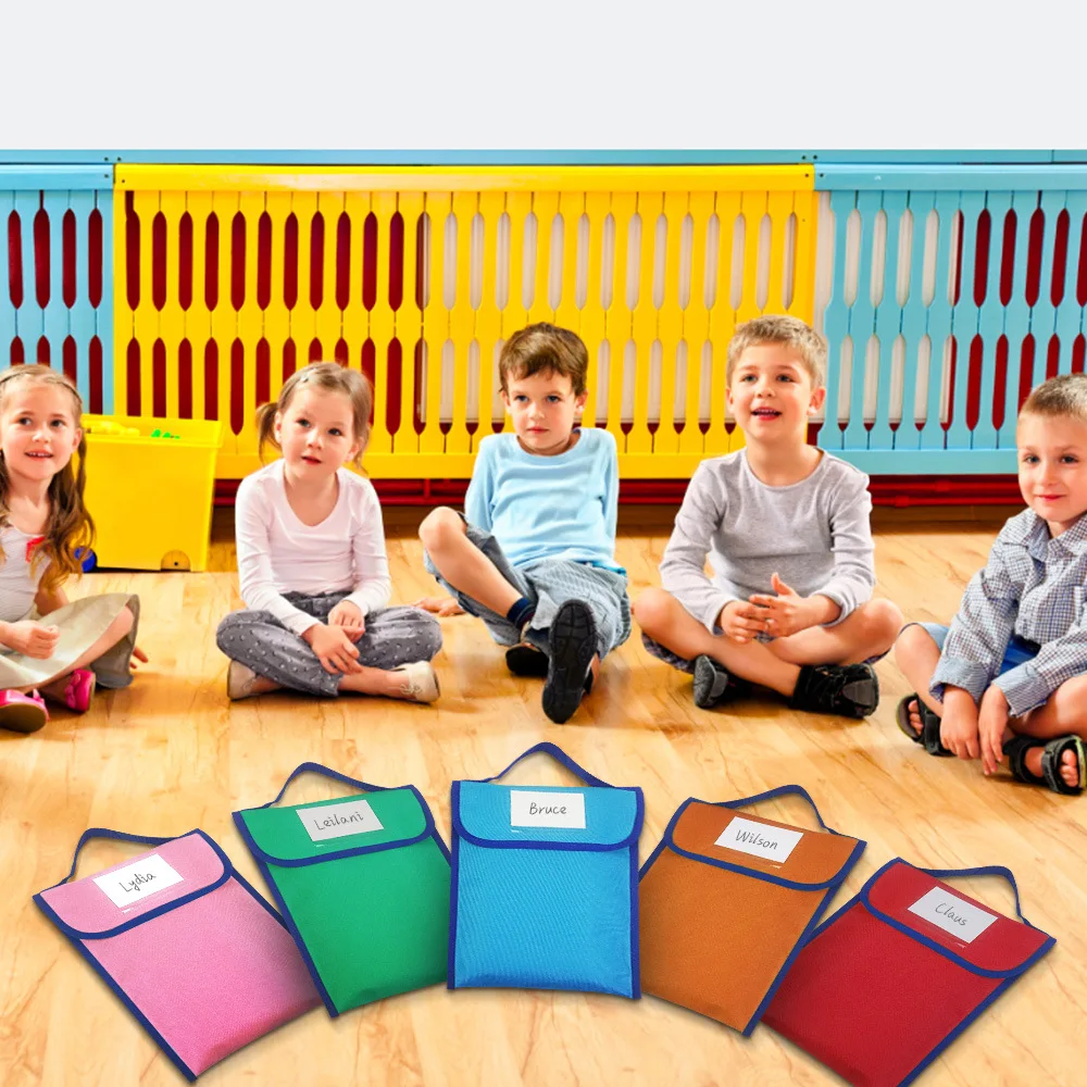 12 Farben Nylon Schult aschen Kinderbuch beutel große Kapazität Handtasche mit Namensschild ern Klassen zimmer liefert Schult asche wasch bar langlebig