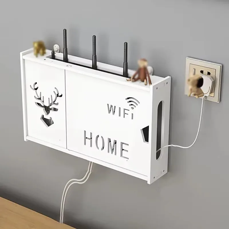 WIFI Router Wall Mounted Organizer Shelf Cable Power Plus Wire TV Set-Top Box Storage Rack for Home Office Storage Supplies