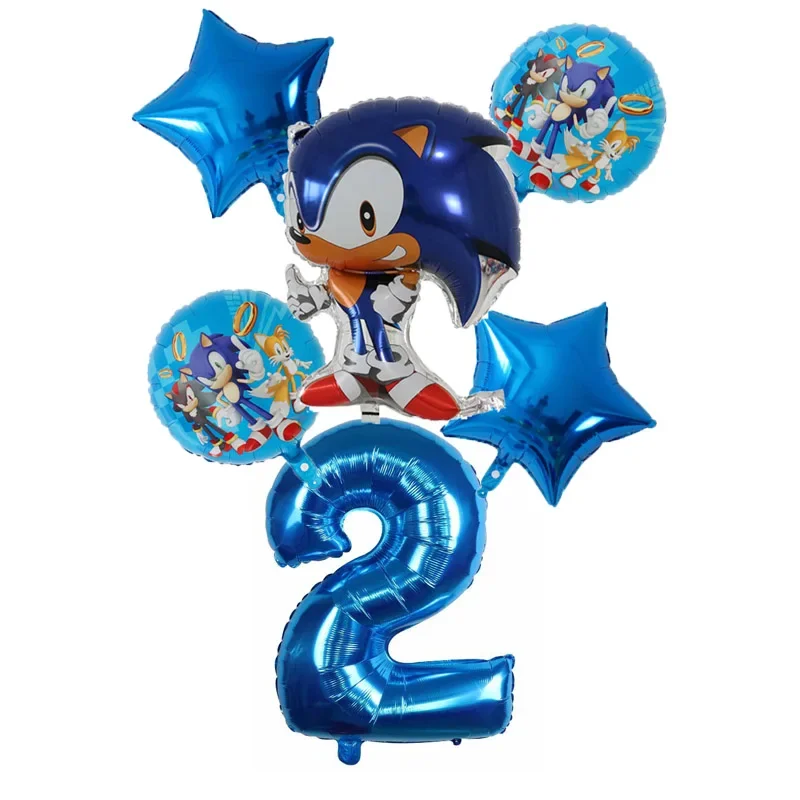 Cartoon Sonic Cartoon Balloon Digital Combo Set Boy Sonic Hedgehog Game Action Puppet Party Aluminum Film Balloon - view 3