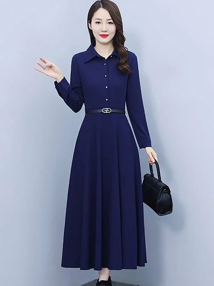 Bodycon Office Lady Shirt Dress for Women Autumn Winter Long Sleeve Casual Long Dress 2024 Korean Fashion Elegant Party Vestidos