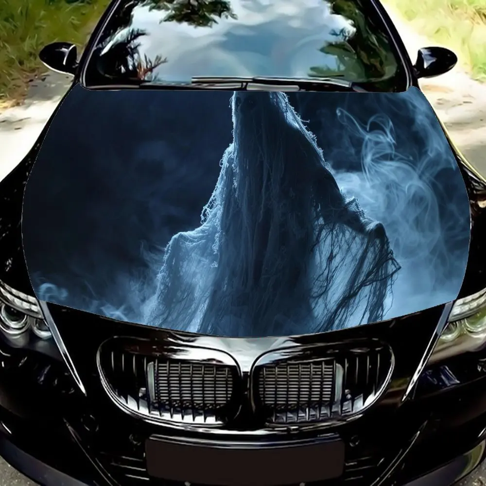 

Vivid Horror Ghost Art Car Hood Vinyl Wraps Sticker, Car Engine Decal, Waterproof Self-adhesive Car Packaging Cover, Universal C