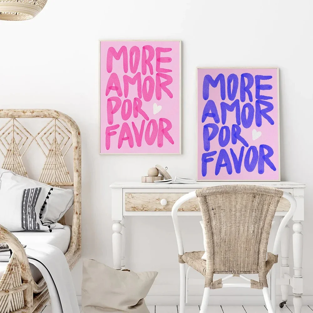 Scandinavian Simple Wall Art Maximalist More Amor Por Favor HD Canvas Poster Prints Home Bedroom Living Room Decoration