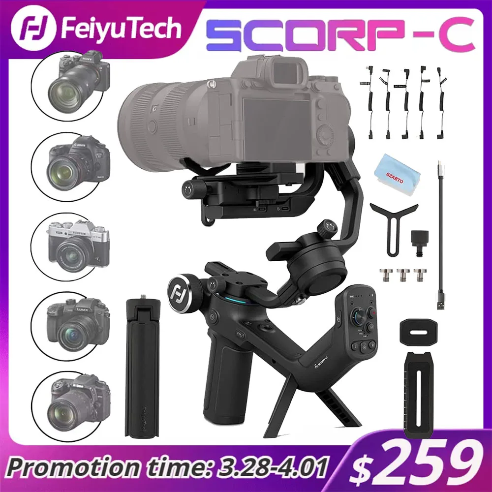 

FeiyuTech SCORP-C Gimbal 3-Axis Handheld Stabilizer for Mirrorless / DSLR Cameras For Sony Canon EOS R Panasonic Nikon FUJIFILM