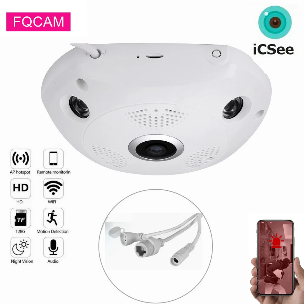 

5MP Wifi Wireless Infrared Camera Two Way Audio Infrared Camera 180 360 Degree Fisheye Wireless Home Security Camera