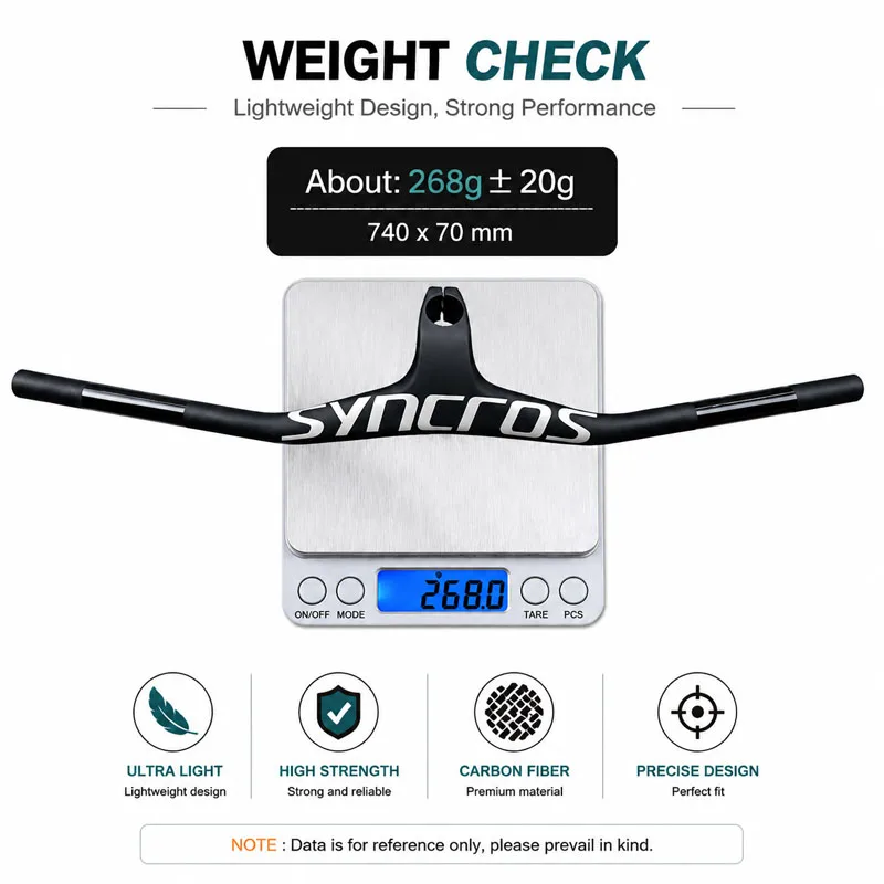 Syncros T800 Carbon Fiber Rising Handlebars Adjustable 8/17/25 Degrees for XC Off-Road Mountain MTB Bike - view 3