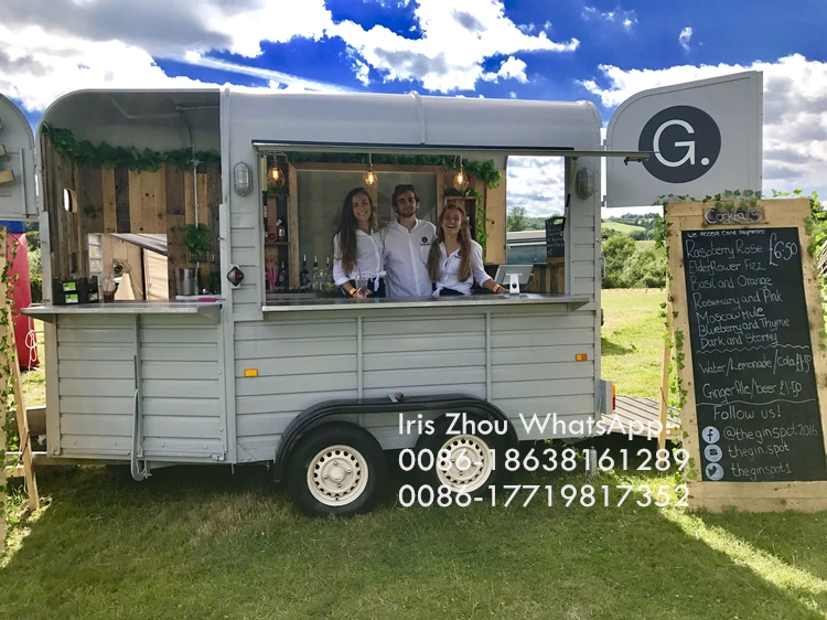Custom small Europe standard concession fast food trucks horse box mobile food trailer