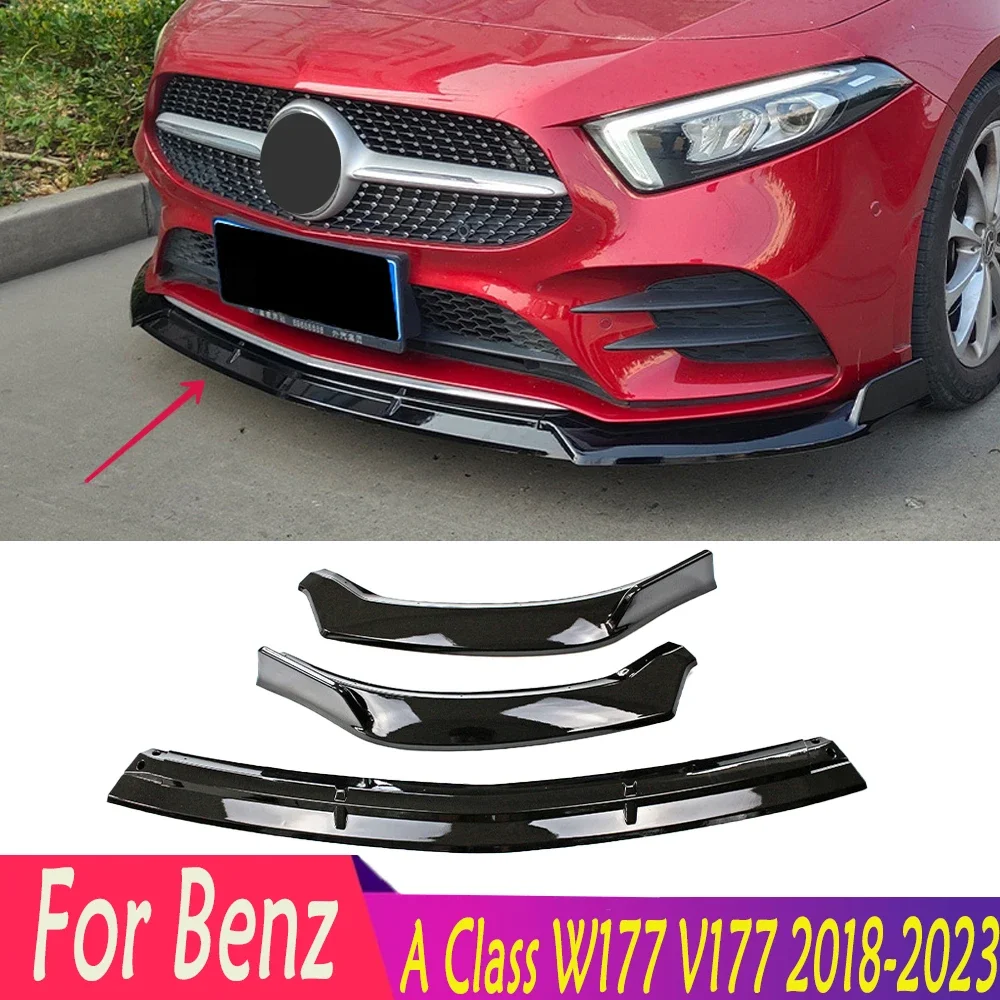 Hot Sale For Mercedes Benz 2018-2023 A Class W177 V177 High Quality Front Bumper Separator Bumper Lip Spoiler Splitter Body Kits