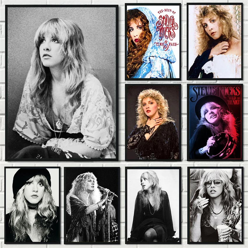 Vintage Stevie Nicks Singer Classic Portrait Poster Canvas Painting Wall Art Pictures Retro Room Home Bar Cafe Decor Fans Gift