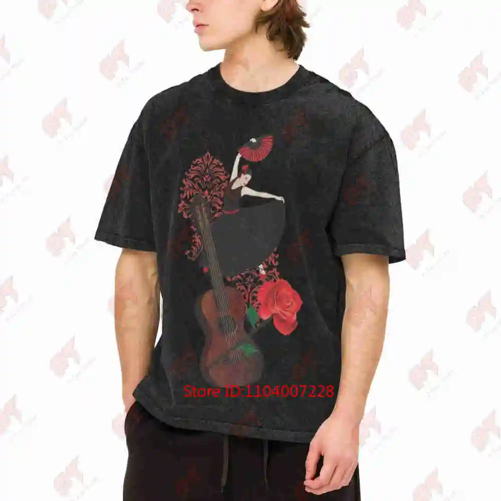 Flamenco Dancer Vintage Washed Tee Pure Cotton T-Shirt