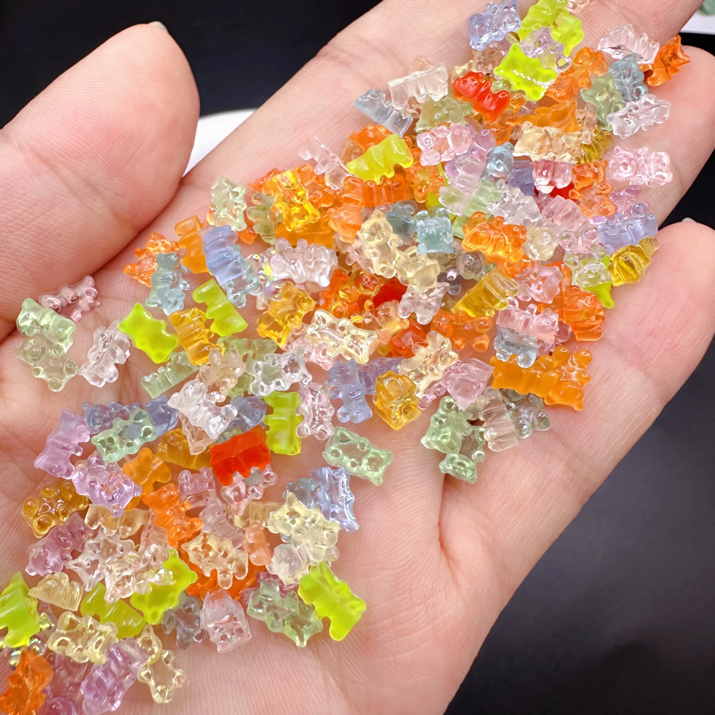 30pcs  Macaron Mini Jelly Bear Resin Nail Charms 5D Japanese Cartoon Teddy Bear Nail Art Decoration Parts Kawaii Accessories DIY