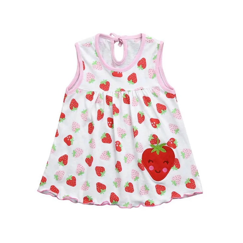 1/2Pc Random Color Baby Girls Summer Cartoon Sleeveless Dress Pure Cotton Dress 0-12Months