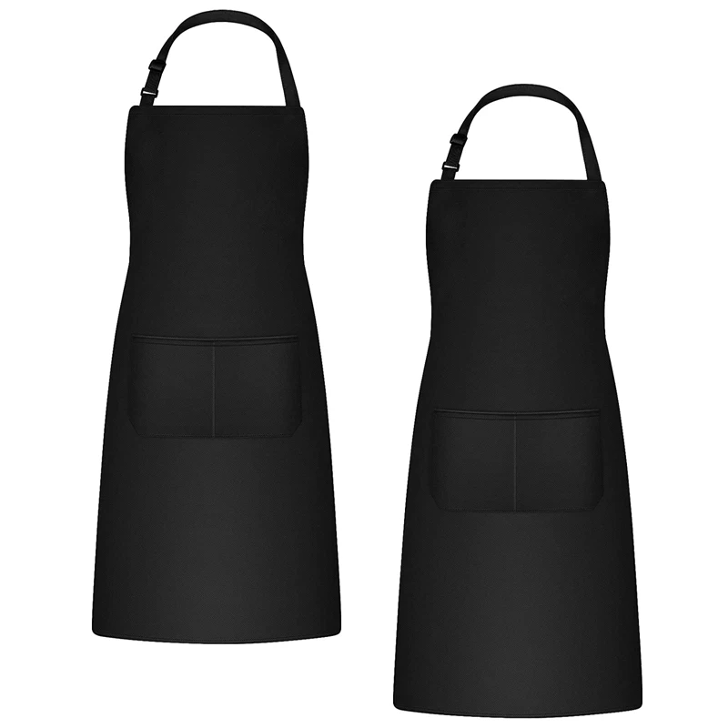 2Pcs Aprons Waterproof For Men Women, Aprons In Cotton Polyester, Aprons Ajustable With 2 Pockets,Bib Aprons For Kitchen