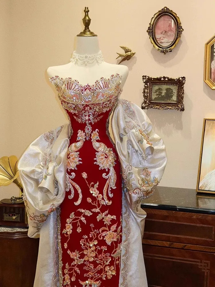 

New Chinese-style toasting shawl wedding dress and attire