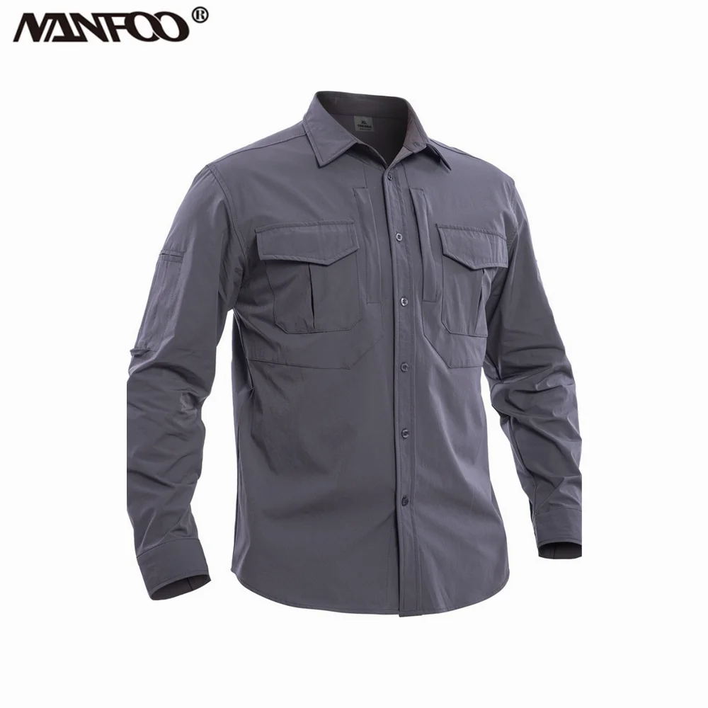 

Men's Outdoor Sports Hiking Trainning Shirt Elastic Fabric Quick Drying Flip Collar Long-Sleeved Shirt Army Fan's Clothes