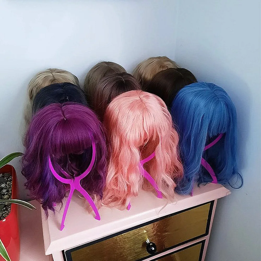 Wigundle Link Together Plastic Hat Display Wig Head Holders Synthetic Wig Stands Mannequin Head/Stand Portable Folding Wig Stand