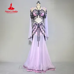 Belly Dancer Tassel Chiffon Performance Set for Adults and Children Customized Oriental Dance Professional Competition Costumes