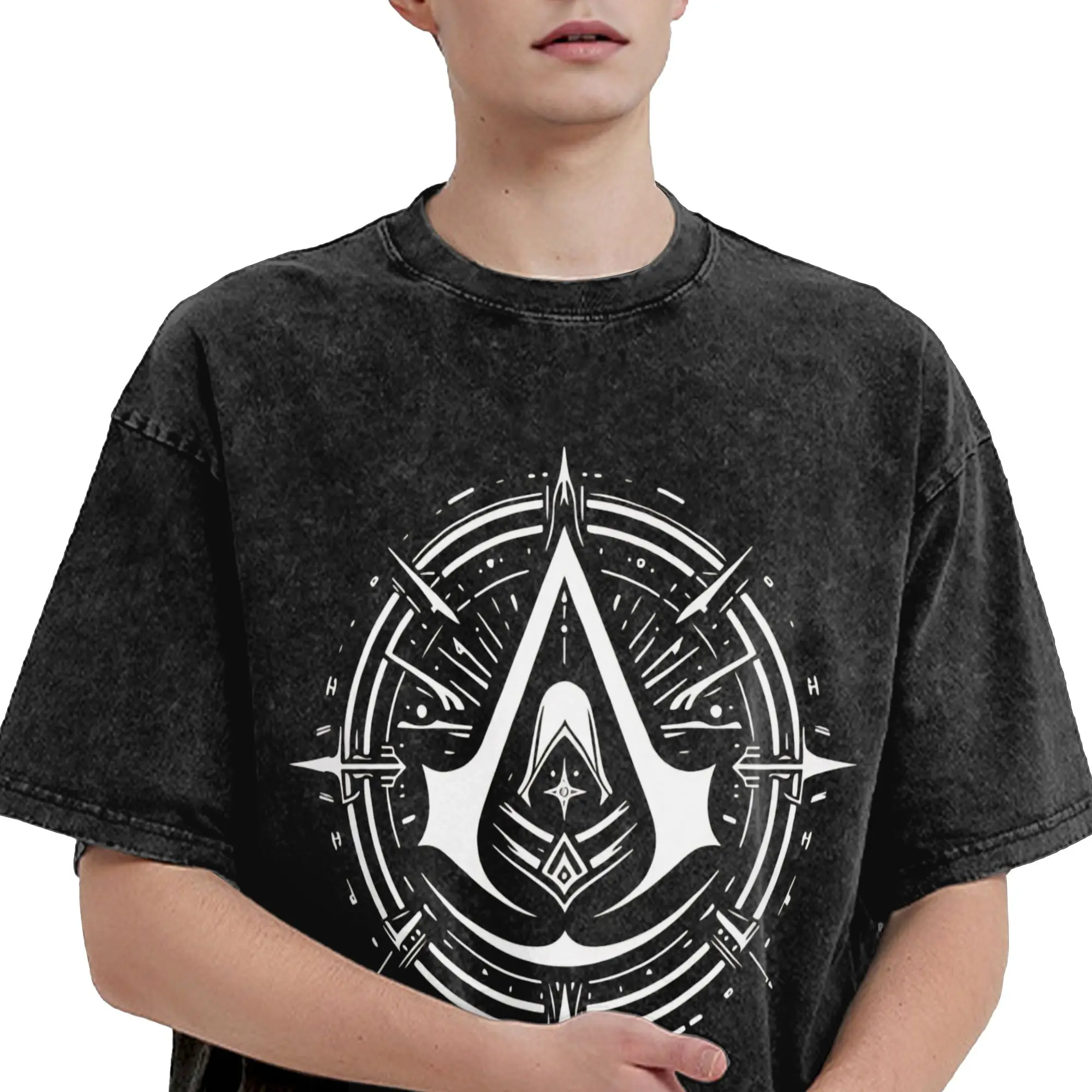 Assassines Creed Requiescat In Pace  Washed T Shirt Streetwear Hip Hop Novelty T-Shirts  Tees for Men Women Short Sleeve