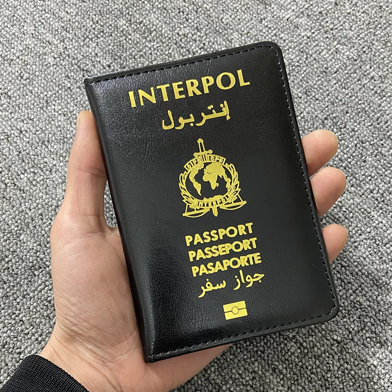 New Design Logo Interpol Passport Cover Case International Police Passport Holder Travel Wallet