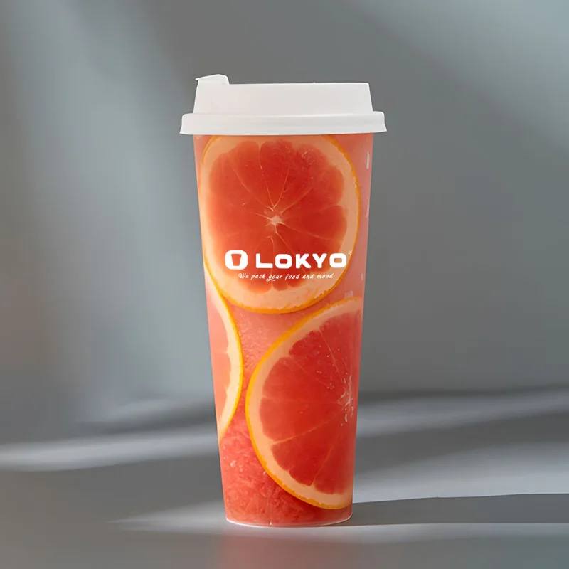 custom.LOKYO Custom Boba Cups 90mm Diameter Take Away U Shape Cups Cold Coffee Bubble Tea & Smoothie with