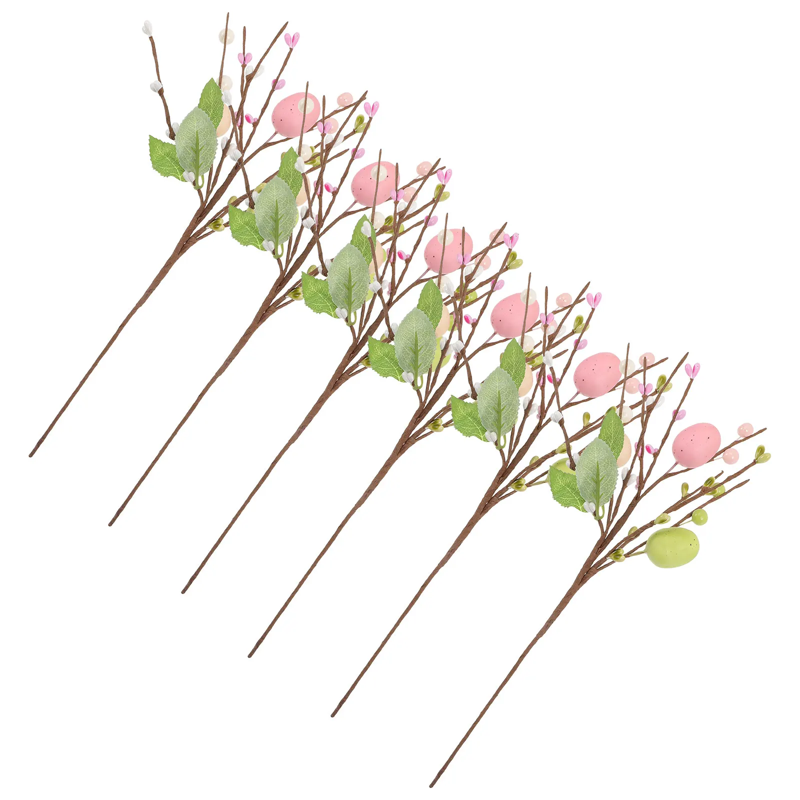 

6pcs Artificial Berry Cuttings Faux Flowers Home Decor Foam Fake Egg Branch Ornaments Easter Arrangements Spring