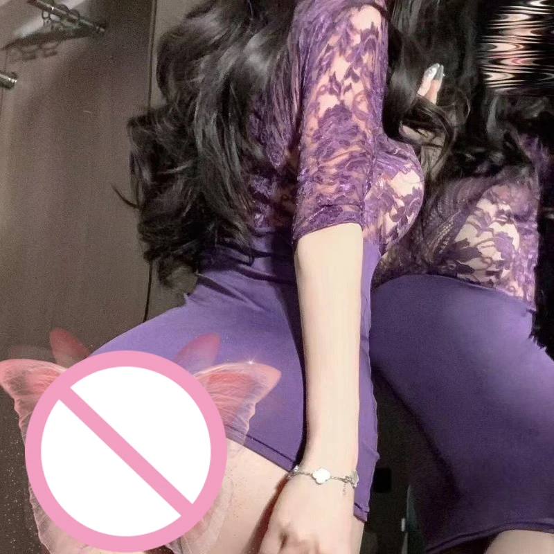 مثير الدانتيل منظور عارية الظهر اللباس لا حاجة لإزالة سكرتيرة موحدة تنورة مجموعة العميق الخامس الرقبة الملابس الداخلية الغريبة الجنس الاباحية الملابس