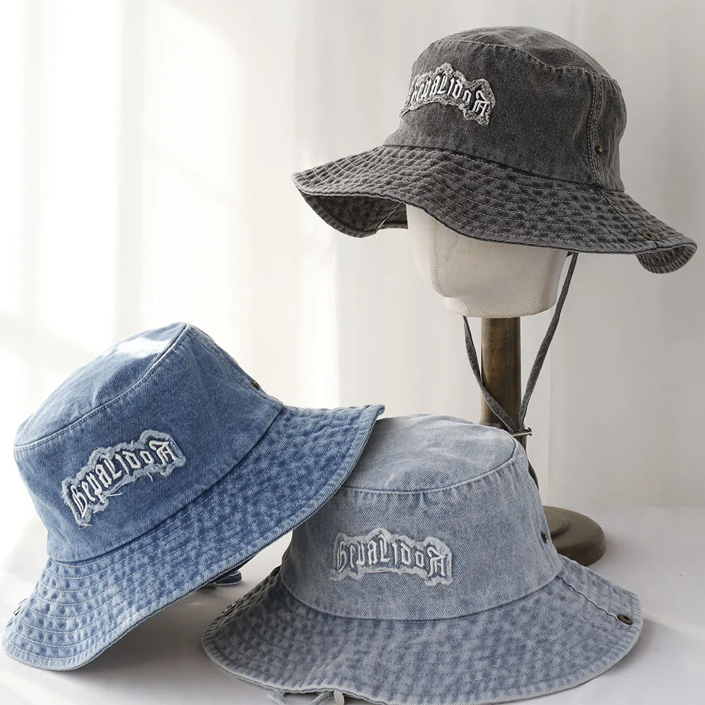 2025 للجنسين القطن دلو القبعات النساء الصيف واقية من الشمس بنما قبعة الرجال الدنيم النسيج القبعة في الهواء الطلق صياد قبعة قبعة الشاطئ #1