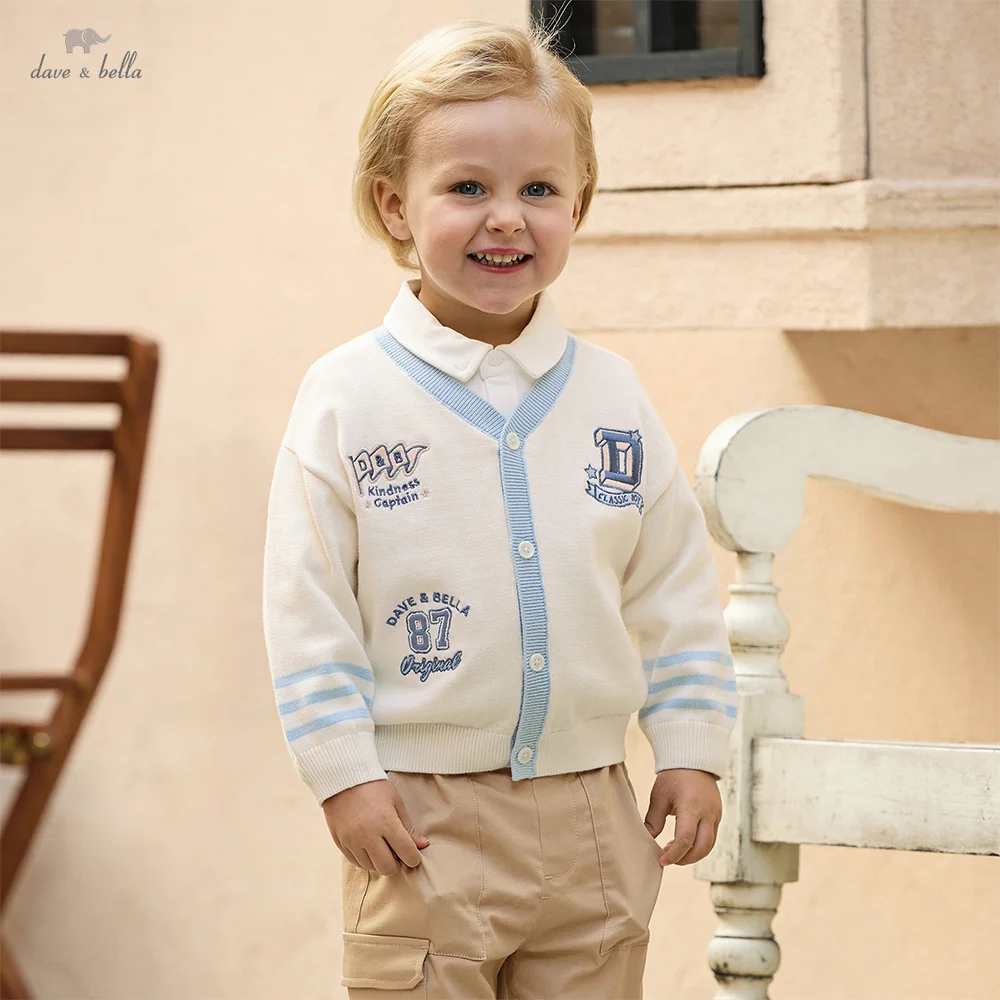 

Dave Bella Children Sweater Cardigan Autumn Spring Boys Cotton Coat Baby Casual Knitted Sweater Outerwear Kids Clothes DB1260935