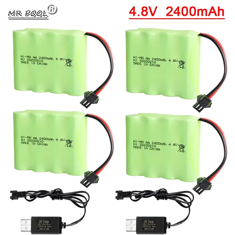 4.8v 2400mAh Ni-MH AA Battery for Remote Control Boat RC Toys Cars Tanks Robots Gun Upgraded Batteries Pack Climbing Car