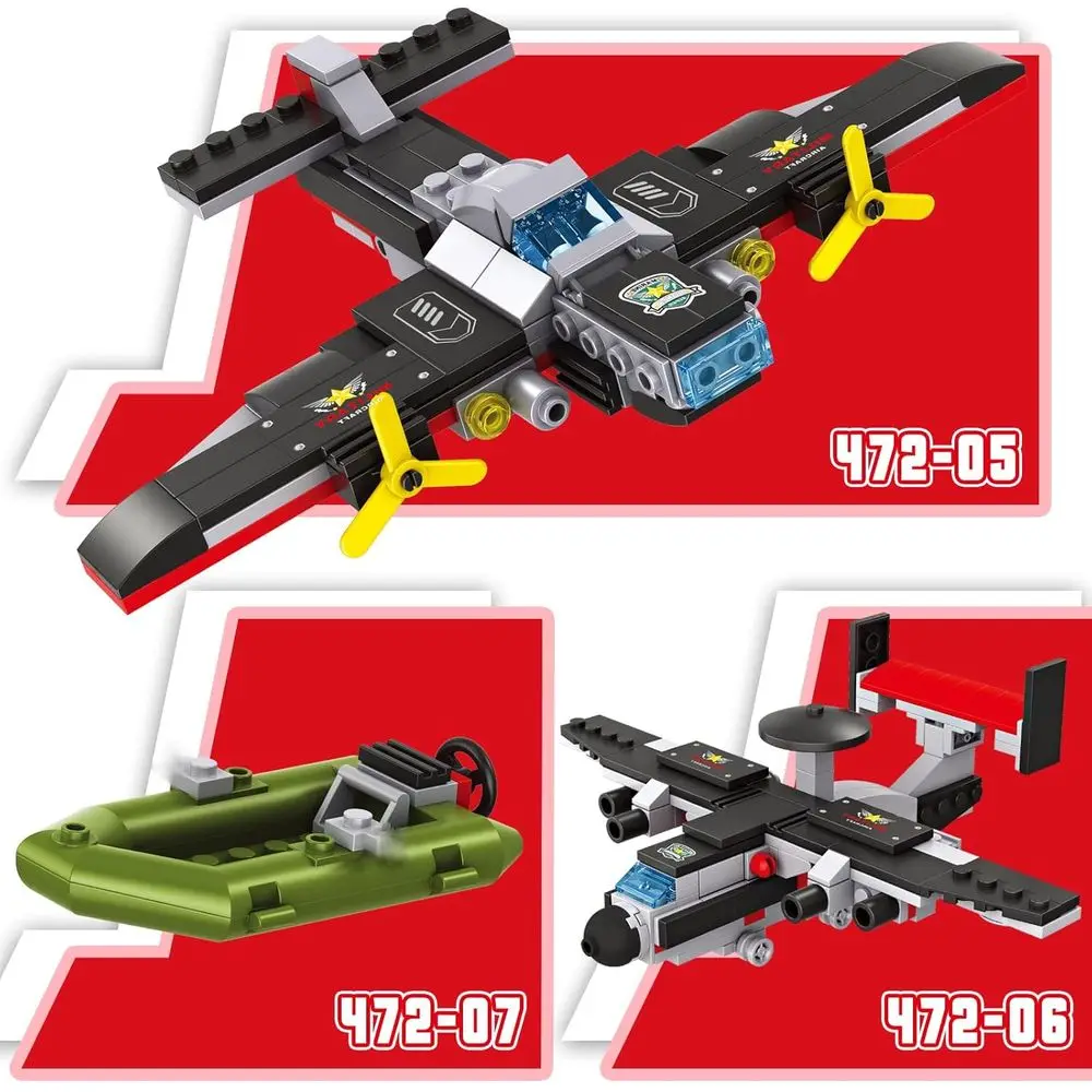 1161-Piece Military Aircraft Carrier Building Set with Patrol Boat & Fighter Plane for Kids Aged 6-12