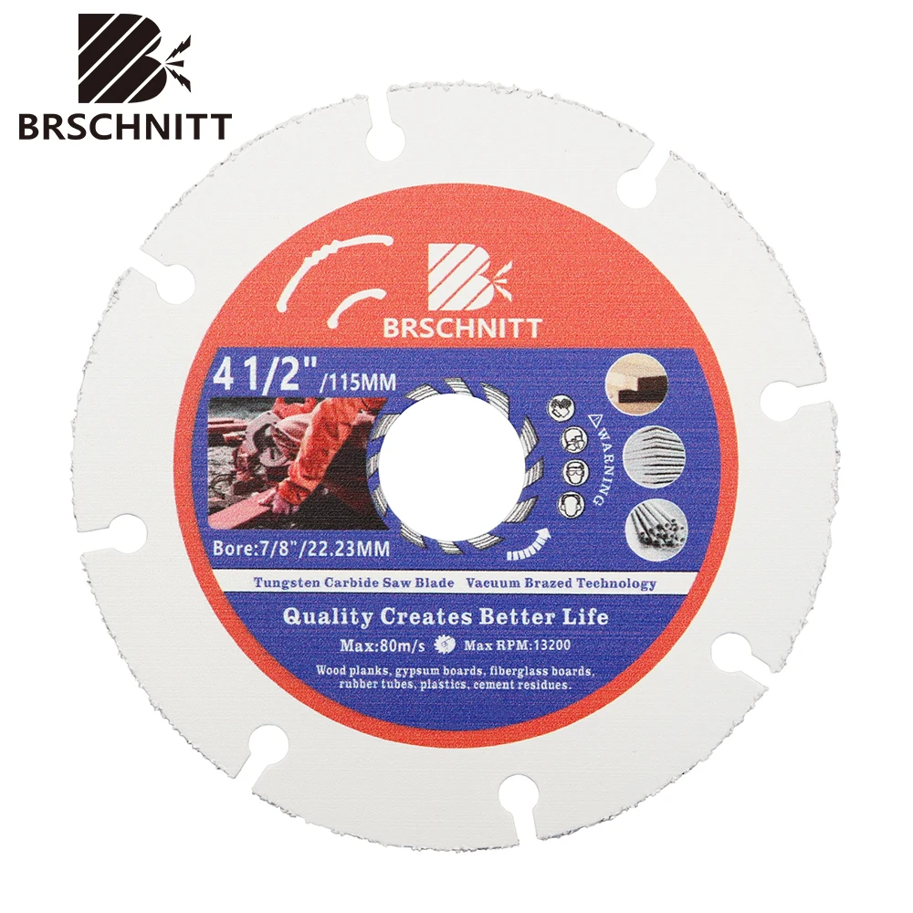 BRSCHNITT-Lame de scie à pointe en carbure professionnelle, lame de coupe du bois et du plastique, diamètre 125mm, arbre 22 Disque de coupe, 23 m