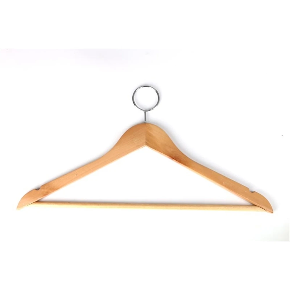 10 Pcs Hotels Anti-theft Coat Wooden Hangers Enclosed Hook Ring Windbreaker Clothing Hanging Wooden Racks