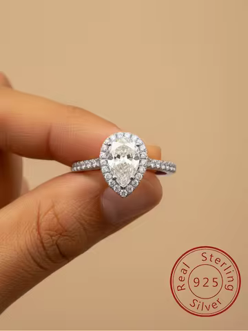 925 Sterling Silver Shiny Personalizd WaterDrop Zircon Ring For Women Anniversary Party Engagement High Quality Fine Jewelry