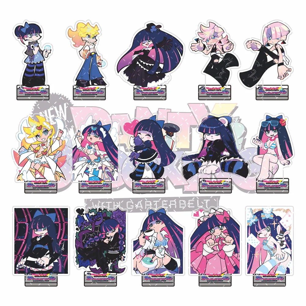 Panty & Stocking 10cm Acrylic Stand Figure Keychain Stylish Anime Desk Ornament  Collectible Standee Decor Gift for Anime Fans