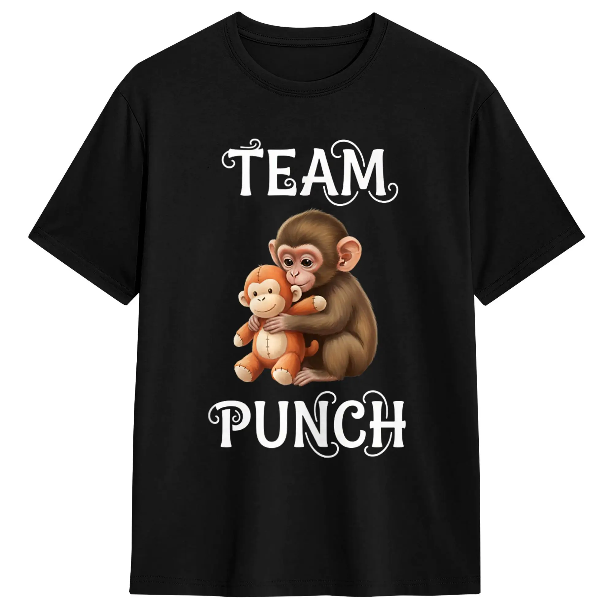 Novelty Team Punch Monkey Cute Baby Monkey Cartoon T-Shirt Men Crewneck 100% Cotton T Shirts  Short Sleeve Tees Gift Idea Tops