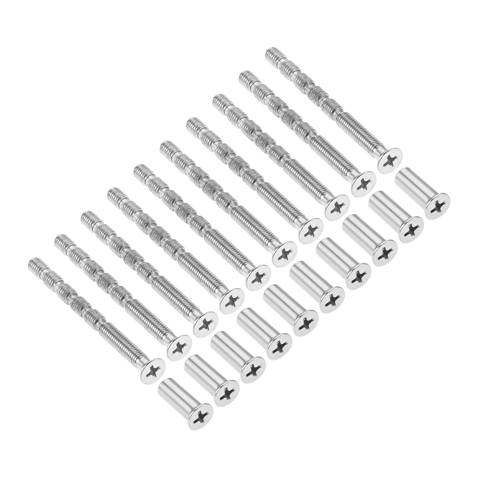

10 Sets Iron Cuttable Bamboo Screws Suitable for Furniture Hardware Door Handles,rosettes and Eye Bolts M5*60mm and Nuts M5*17mm