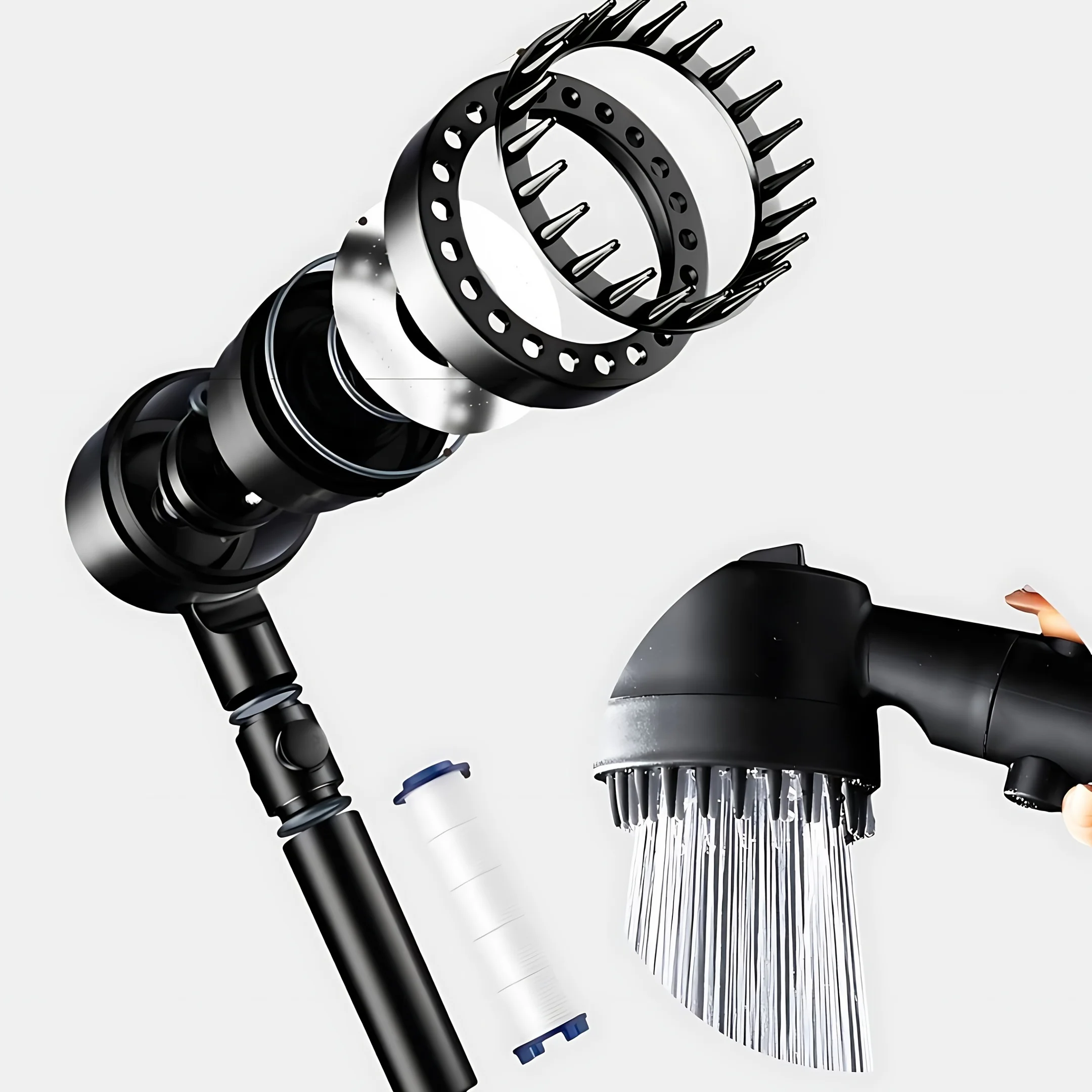 ชุดกรองหัวฝักบัวแรงดันสูง 4 ระดับ, หัวฉีดแบบมือถือประหยัดน้ำ, เรซิน ABS, อุปกรณ์ห้องน้ำ