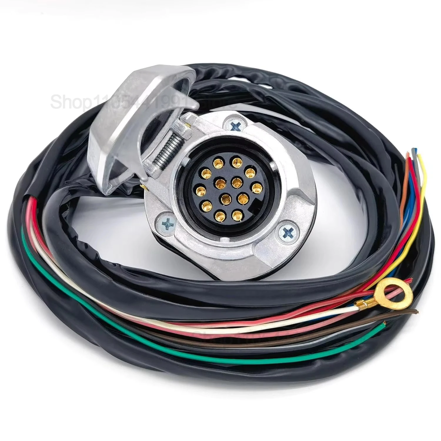 

13 Pin Trailer Socket Cable Waterproof Trailer Connector Socket Wire Harness Mesh 13 Poles - Pre-wired 13-Wire Vehicle Cable