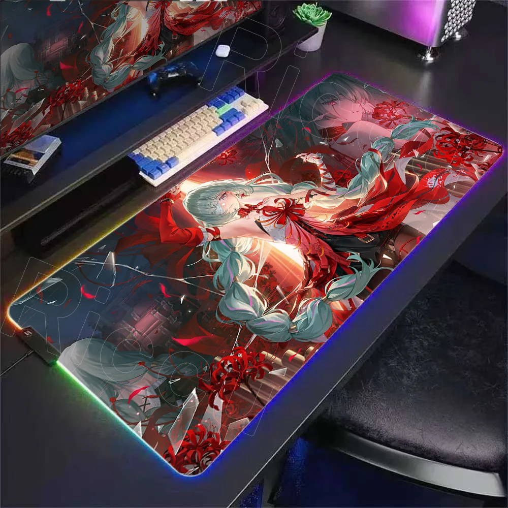 

RGB Desk Mat Pretty Girl Cartethyia Phrolova Phoebe Wuthering Waves Mouse Pad Game Laptop Extra Large Kawaii Anime Cute Mice Mat