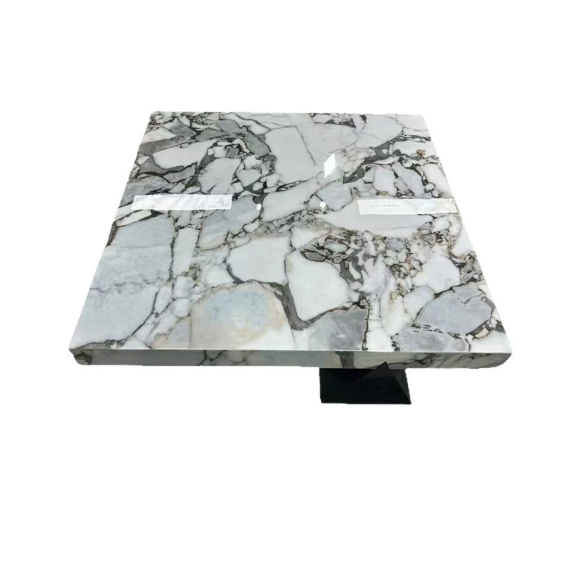 

Italian minimalist living room stainless steel square flat coffee table elephant white marble box tea