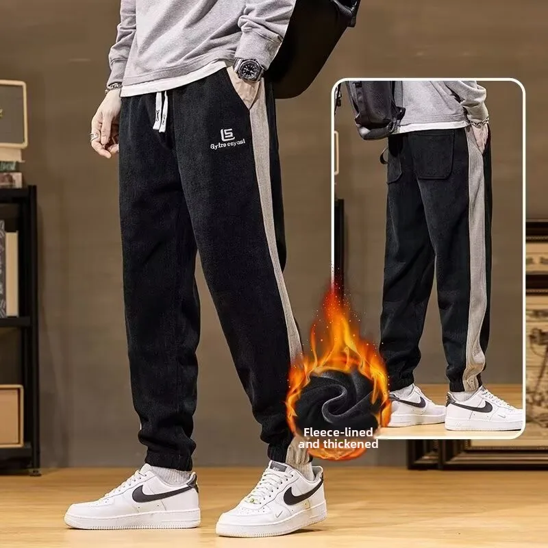 

Men's Corduroy Sports Pants Autumn Winter Loose Fit Trendy Casual Long Trousers Polyester Fiber Youth Faion-forward