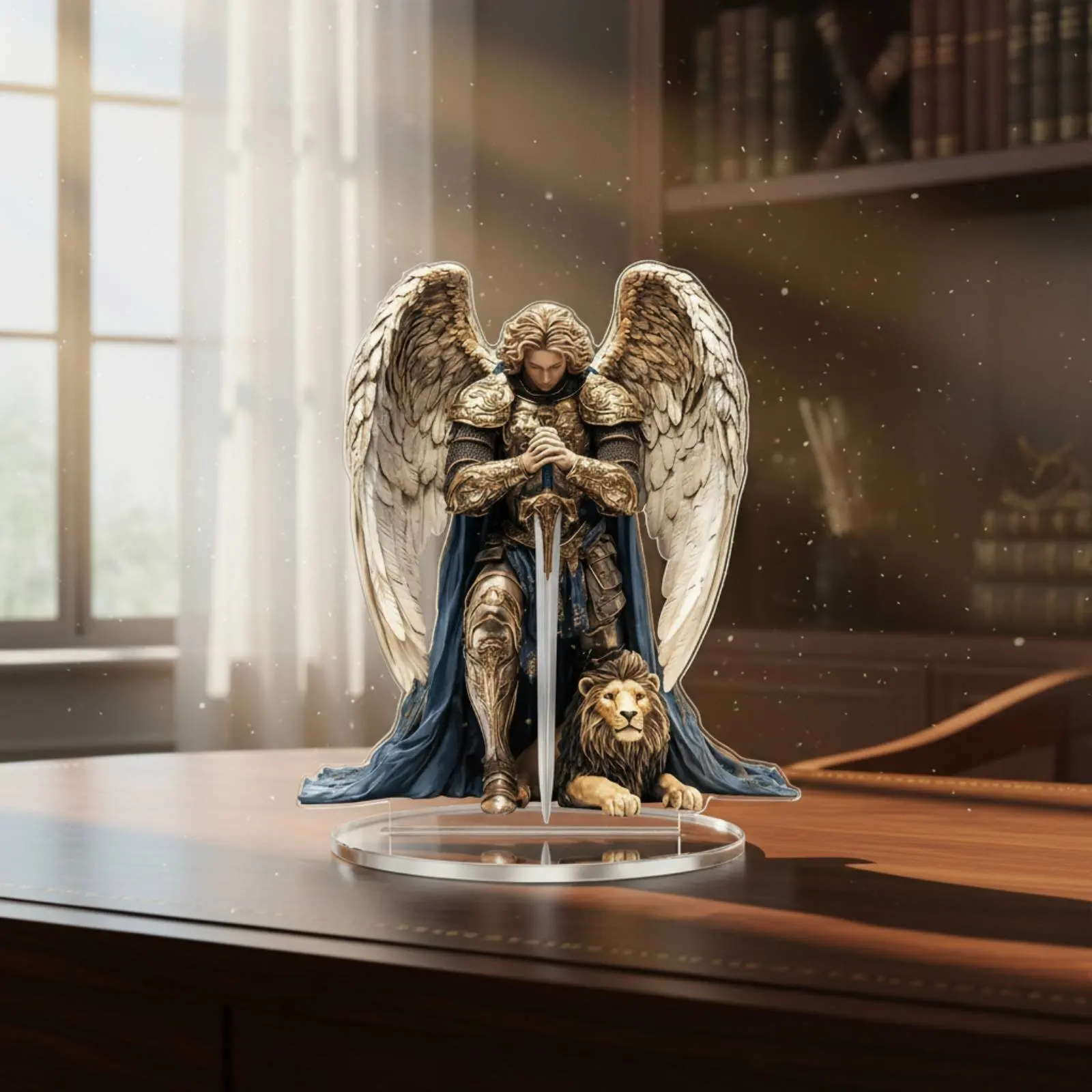 Saint. Archangel Acrylic Statue Meaningful Christian Gift Celestial Being with Lion Acrylic Decoration 2D Celestial Being view 5