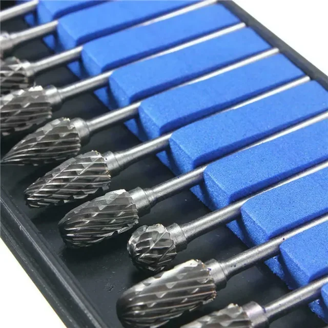 10 Stück 1/8 Zoll Schaft Wolframkarbid Fräser Drehwerkzeug Grat Diamantschliff Drehbohrer für Metallbearbeitung Polierwerkzeuge – Detail 2