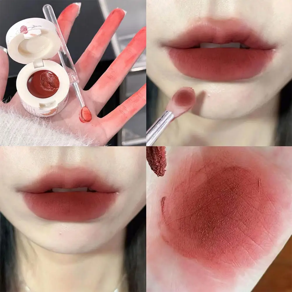 Smalto per labbra in scatola fango rossetto liquido impermeabile nebbia opaca smalto per labbra guancia tinta fango trucco rossetto con cosmetici pennello per labbra