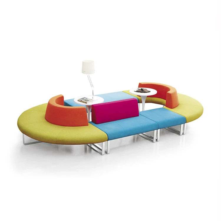 Public Reception Area Modern Design Furniture Sectional Fabric Couch Curved Sofa For Office